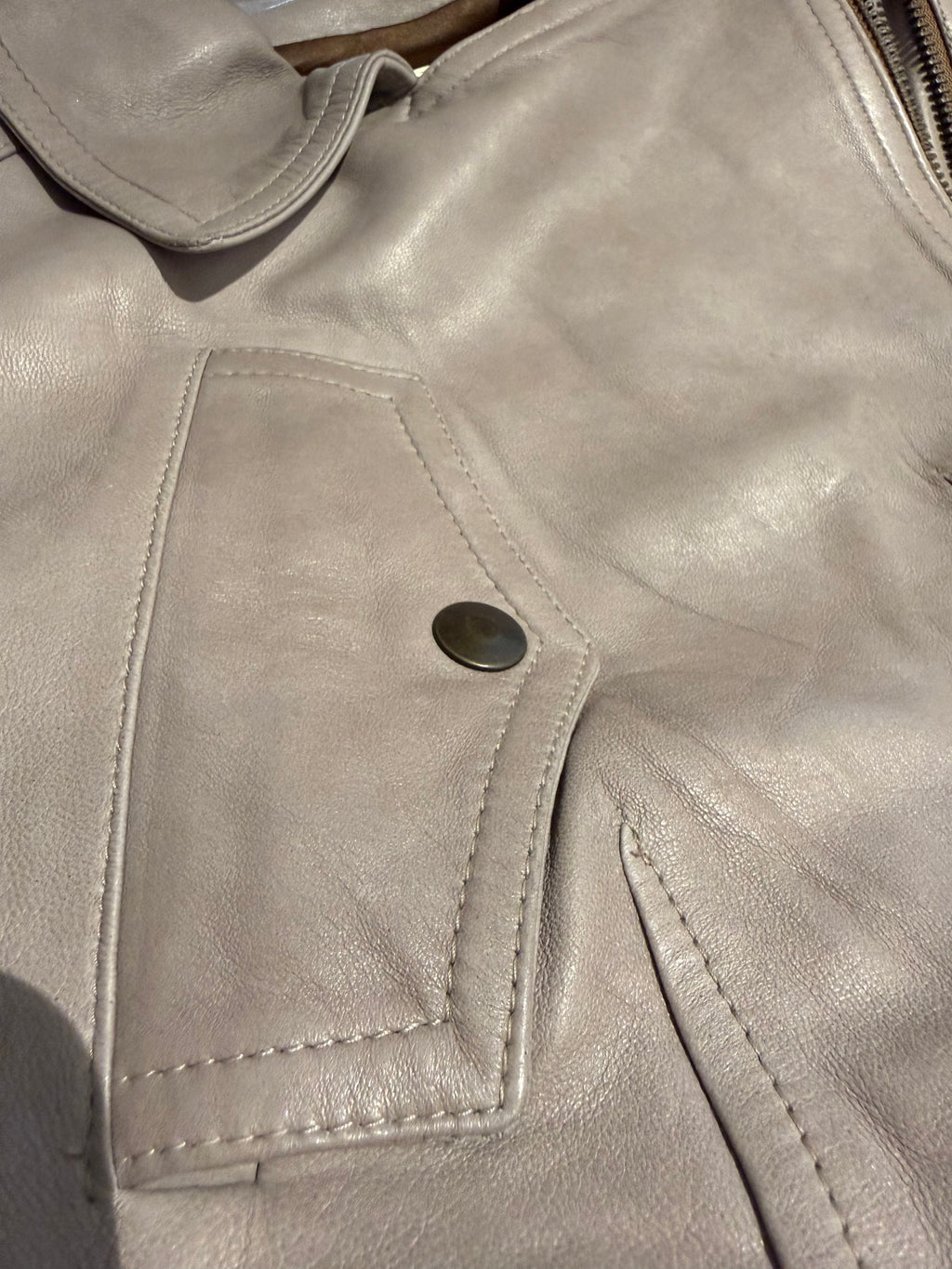 Plein Sud Beige Leather Moto Jacket - Preloved Designer | Heirora