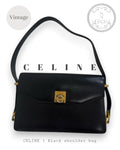 Vintage Celine Black Leather Shoulder Bag