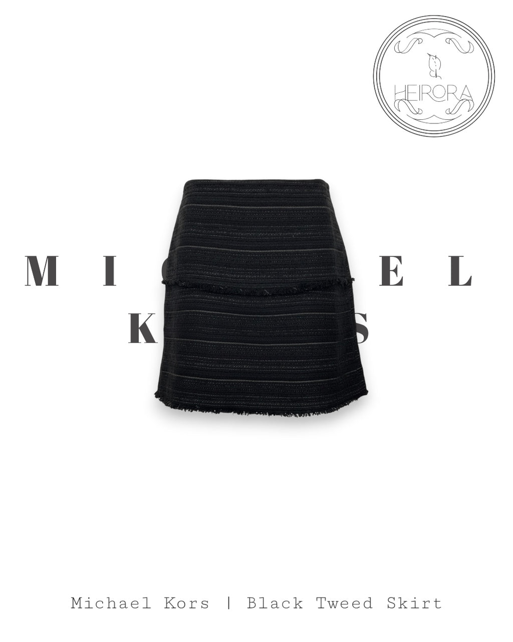 Michael Kors Black Striped Tweed Mini Skirt – Preloved Chic Designer Skirt | Heirora