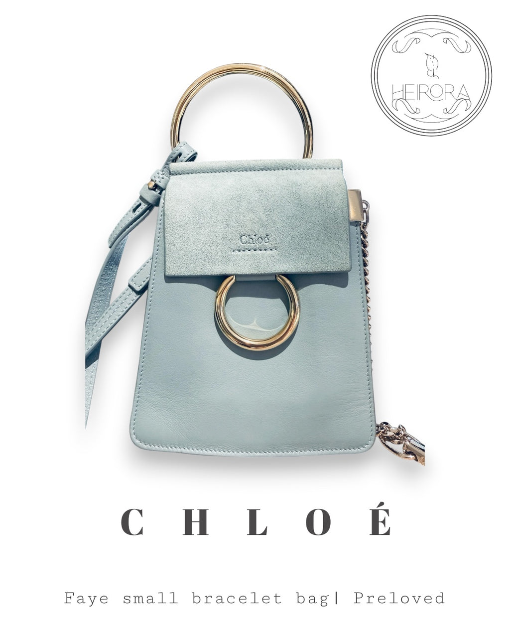 Chloé Faye Small Bracelet Bag in Mint Blue | Preloved designer bag