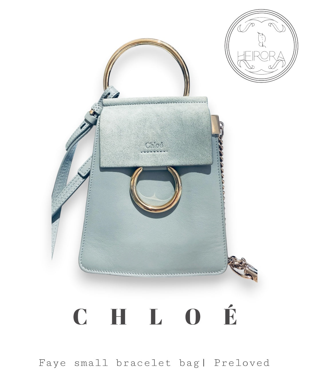 Chloé Faye Small Bracelet Bag in Mint Blue | Preloved designer bag