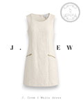 J.Crew Ivory Jacquard Textured Zip-Pocket Sleeveless Shift Dress - Size S | Preloved Heirora