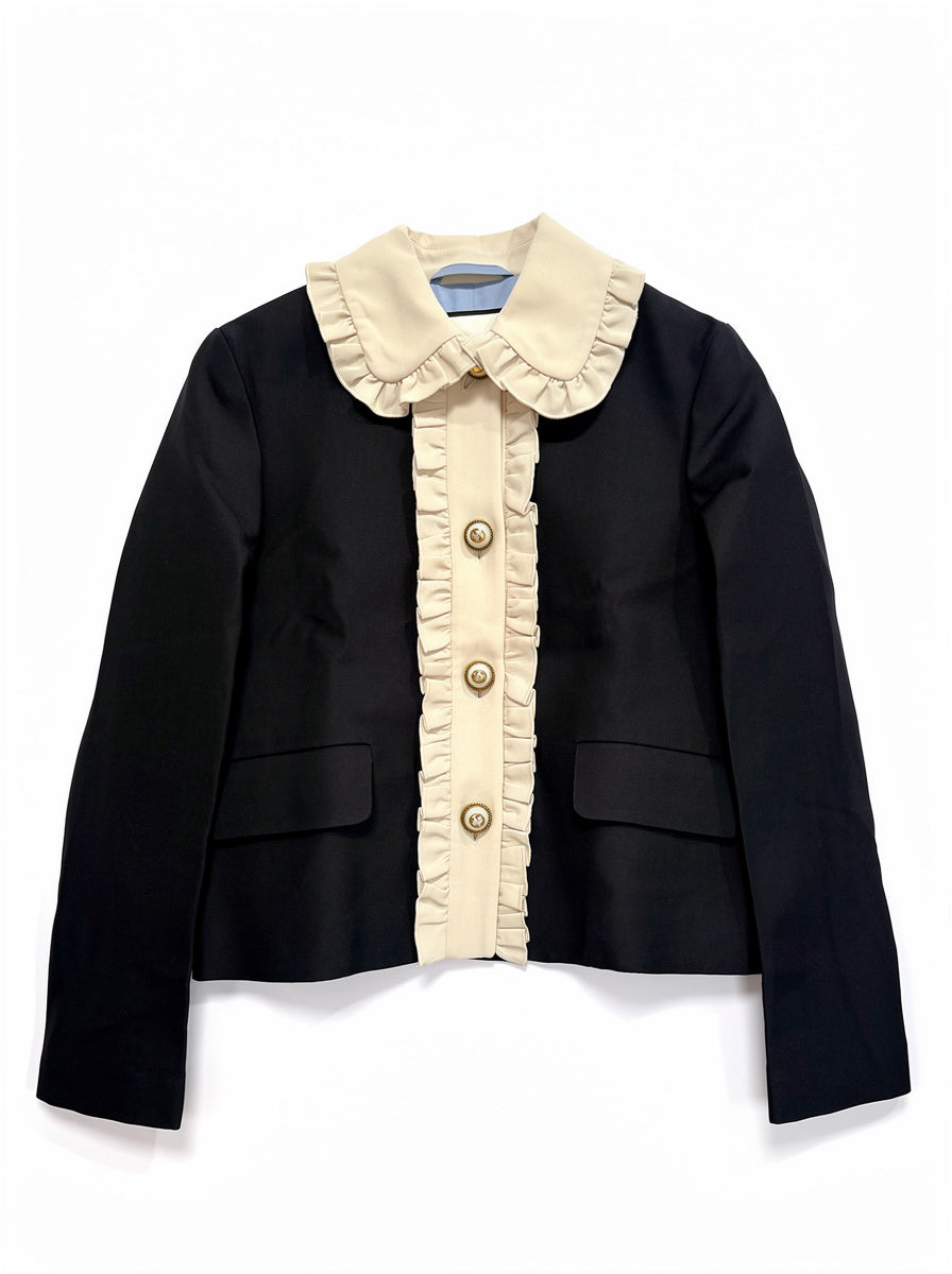 Gucci black jacket white collar | Preloved