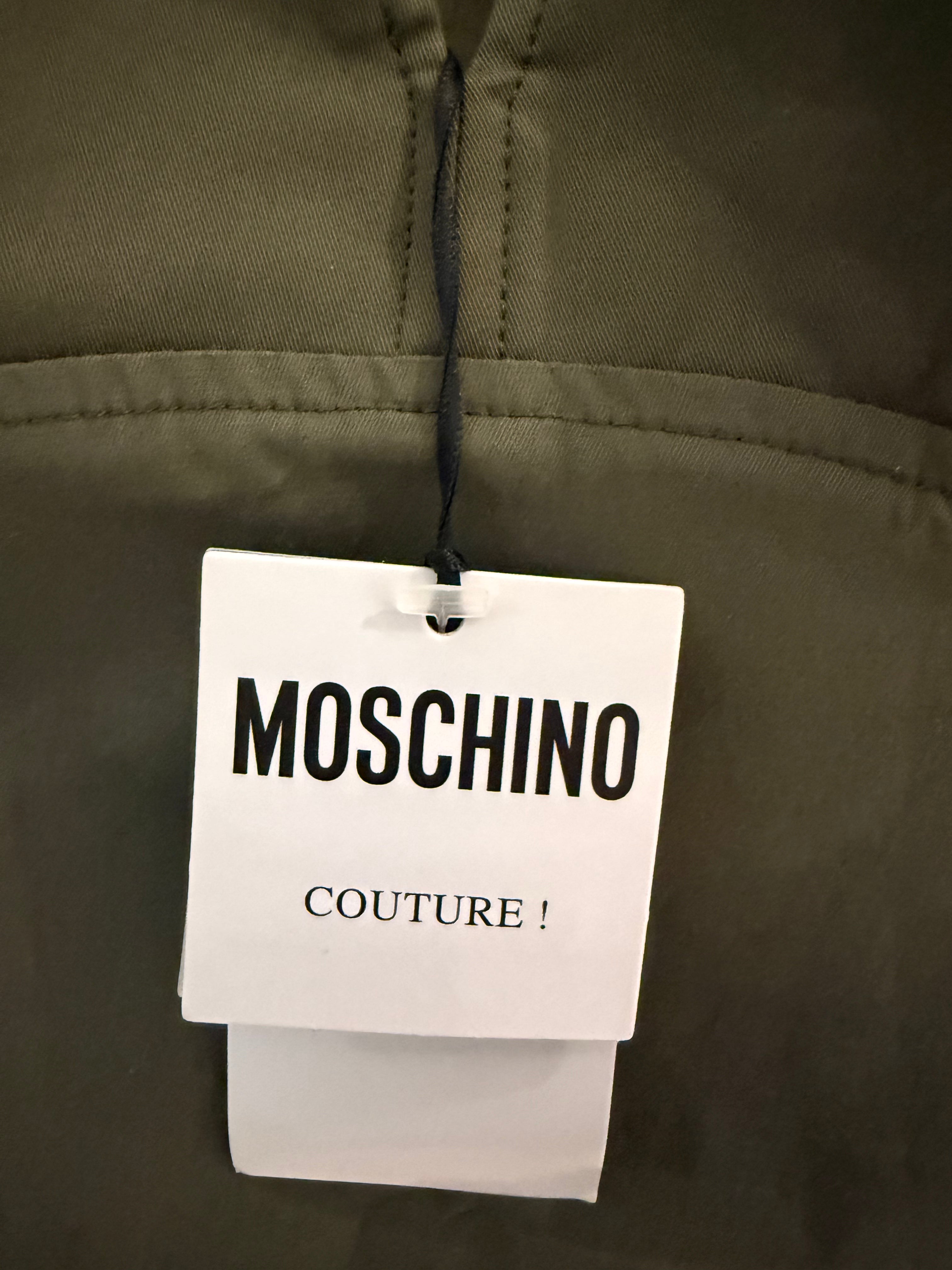 Moschino Puff Sleeve Olive Green Mini Dress -Brand new Designer Dress | Heirora