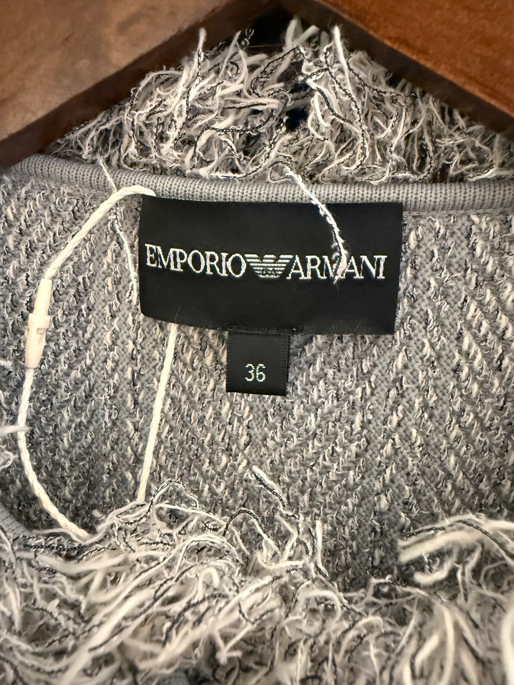 Emporio Armani Fringe-Trim Knit Cardigan Jacket — Preloved Designer | Heirora