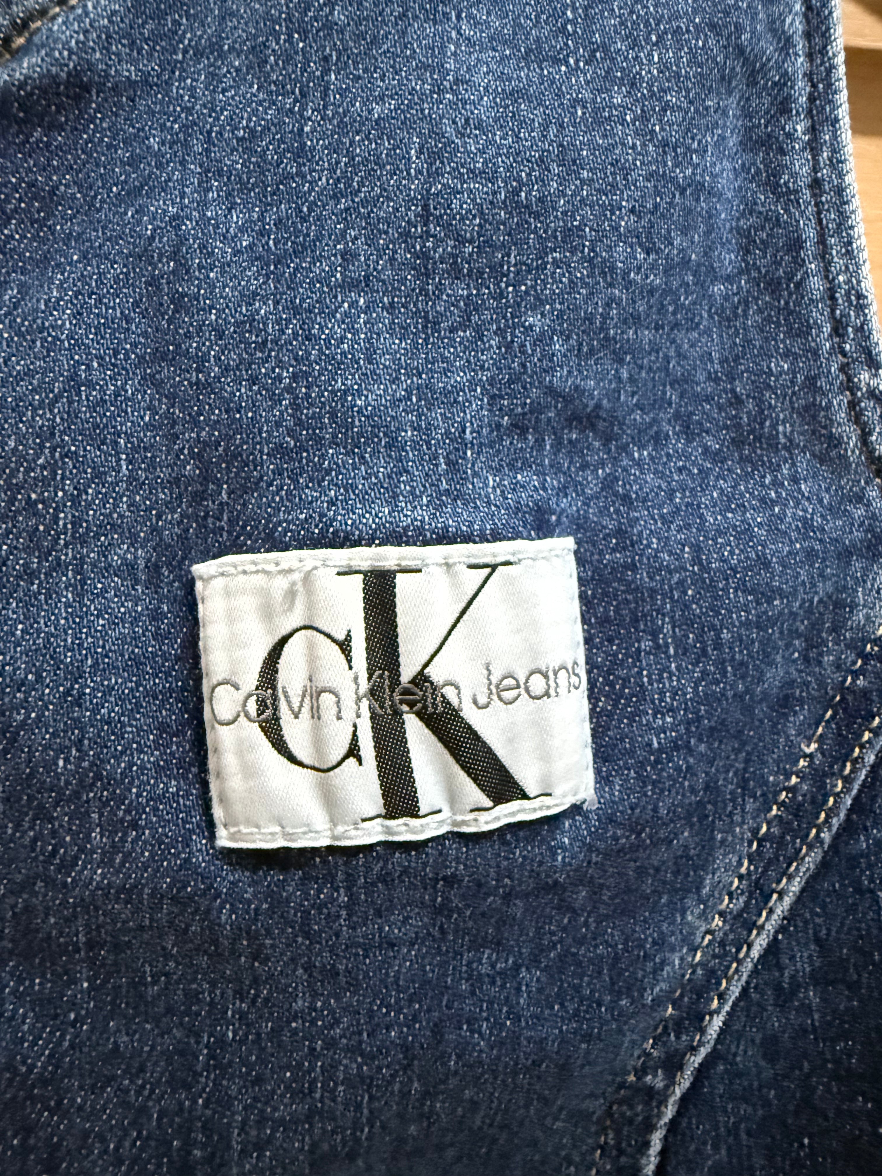Calvin Klein Jeans Denim Zip-Up Crop Vest – Medium Wash Blue | Size M | Brand New with Tags >50% off!