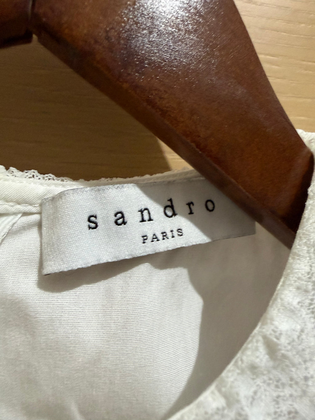 Sandro Paris 100% Cotton Sleeveless Top with Lace Trim – White, Size 2 | Preloved