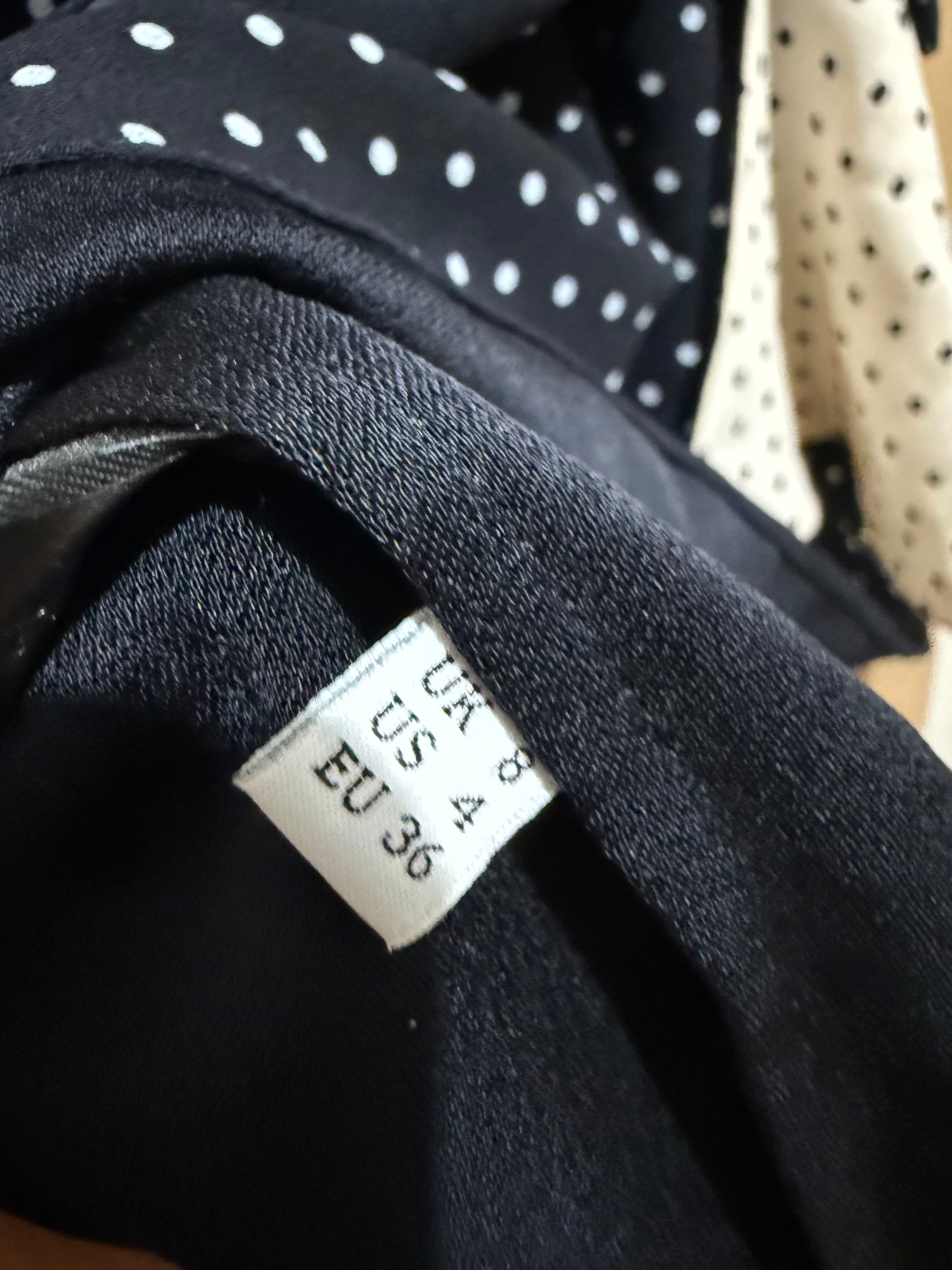 JW Anderson Polka Dot Asymmetric Ruffle Top – Navy & Cream, EU 36 | Never Worn