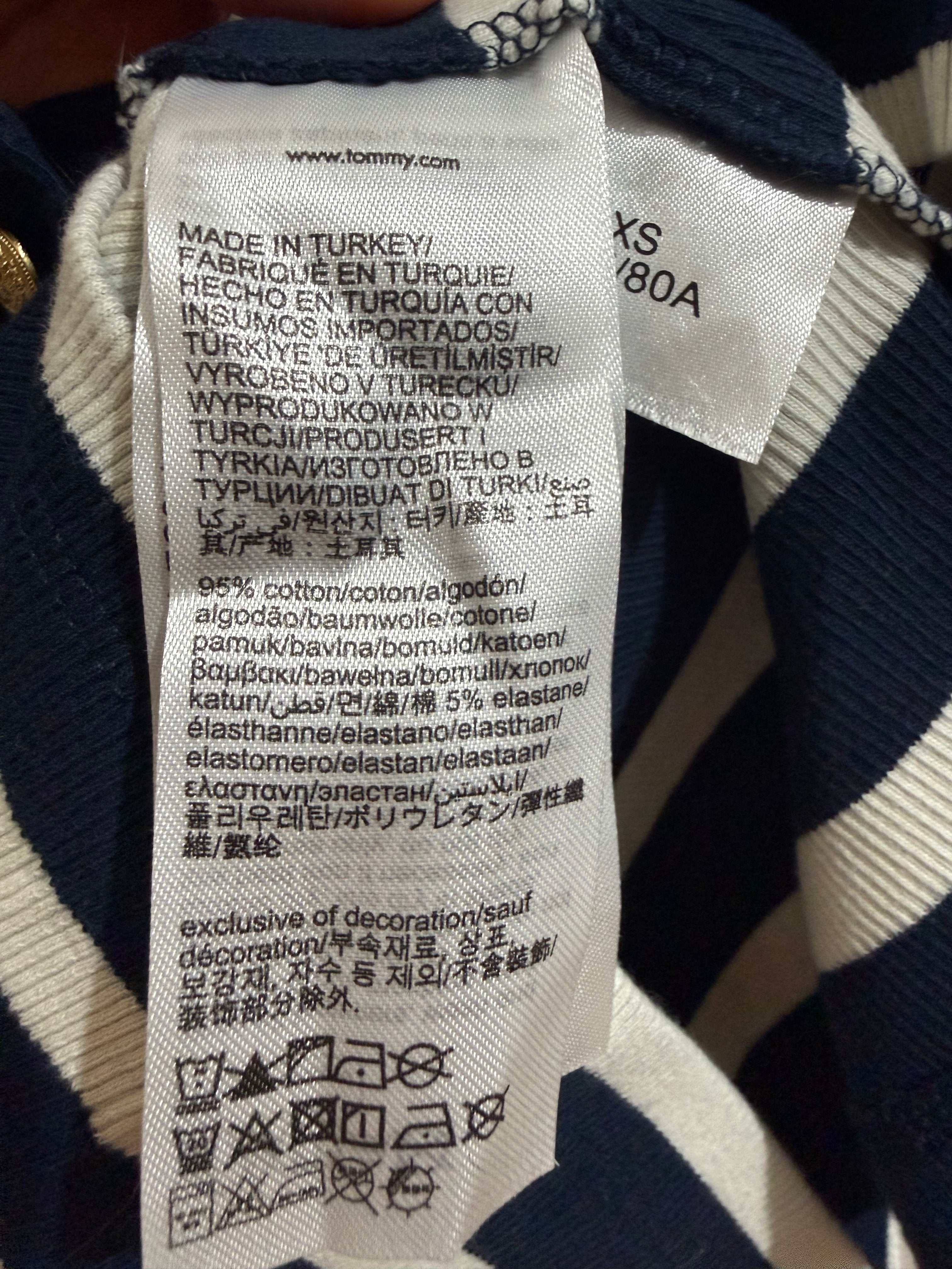 Tommy Hilfiger Navy & White Striped Ribbed Cotton Henley Tank Top – Size XS | Preloved