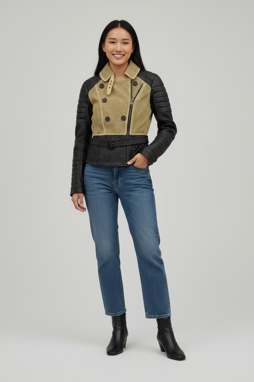 Burberry Mesh & Leather Moto Jacket — Preloved Designer | Heirora