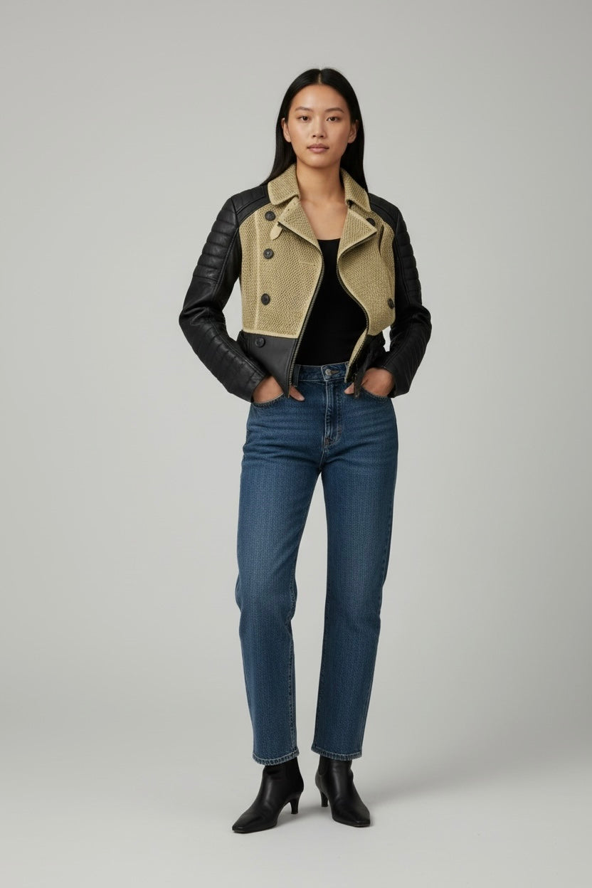 Burberry Mesh & Leather Moto Jacket — Preloved Designer | Heirora