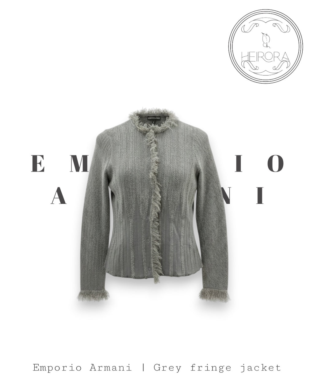 Emporio Armani Fringe-Trim Knit Cardigan Jacket — Preloved Designer | Heirora