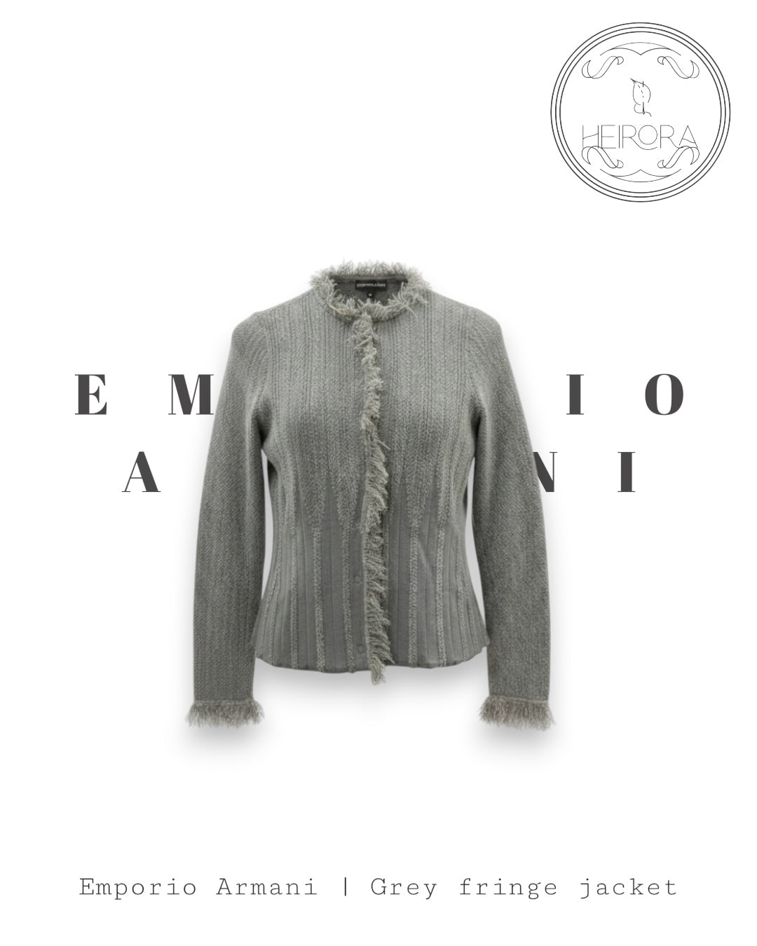 Emporio Armani Fringe-Trim Knit Cardigan Jacket — Preloved Designer | Heirora