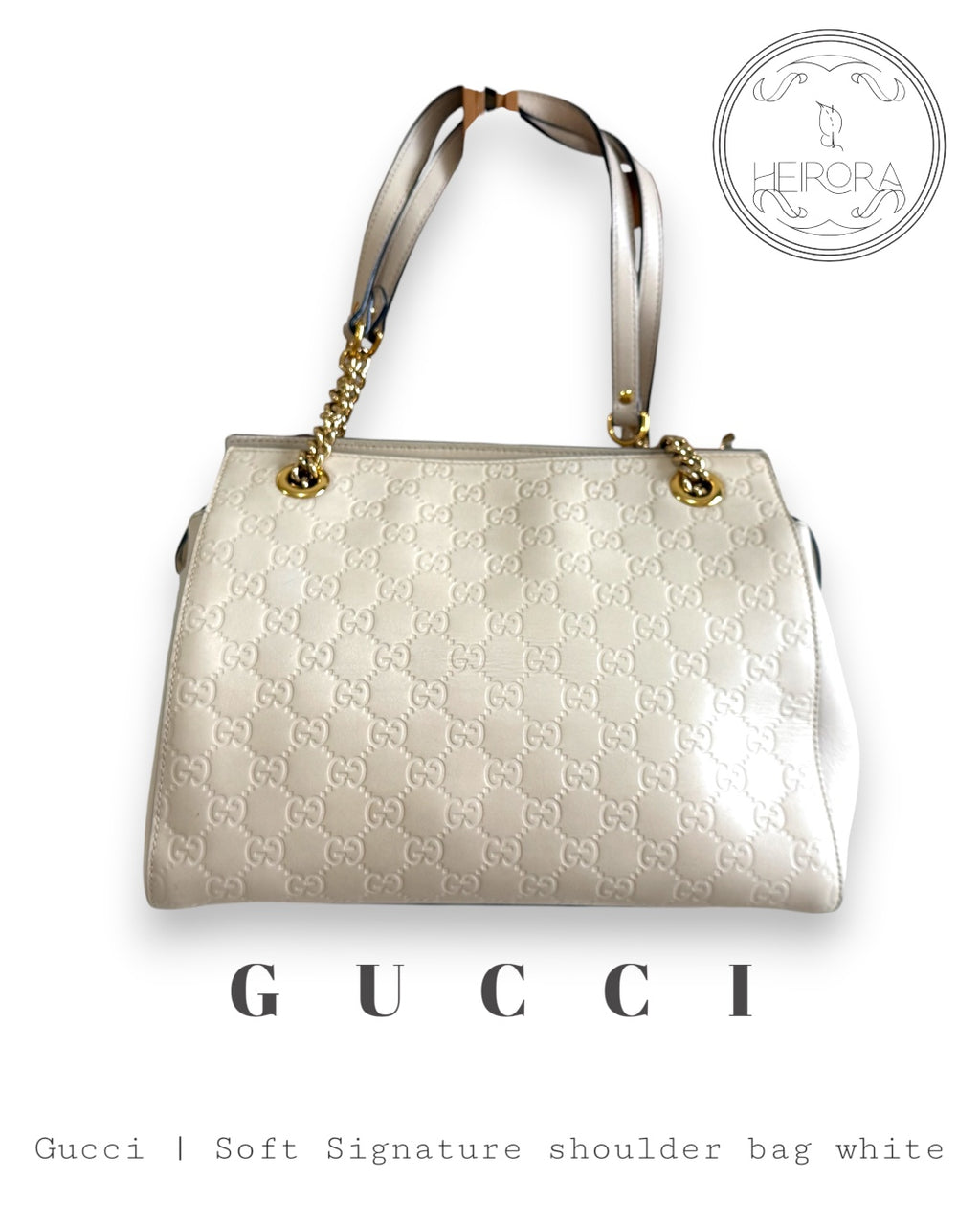 Gucci Soft Signature GG Leather Shoulder Bag – White | Authenticated Pre-Owned