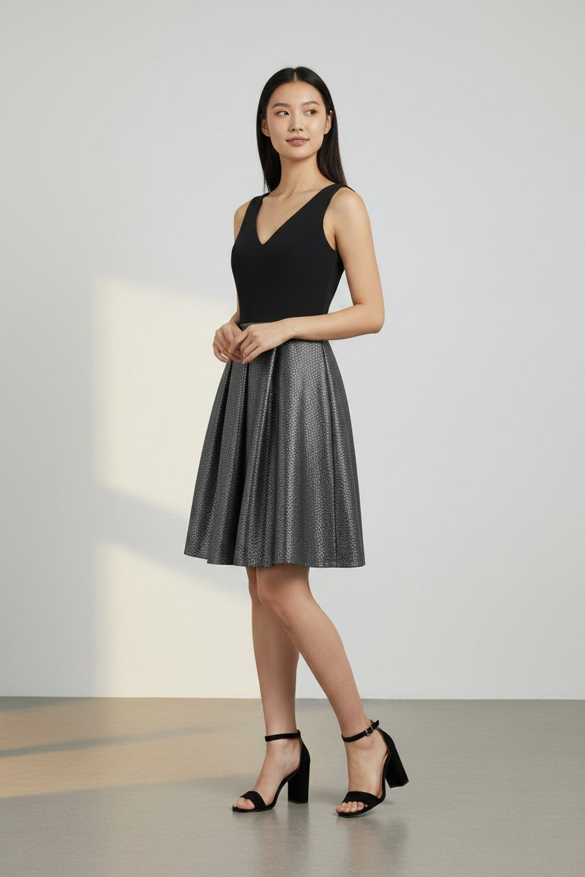 Sinéquanone Black & Metallic Tweed Fit-and-Flare Cocktail Dress | Brand New