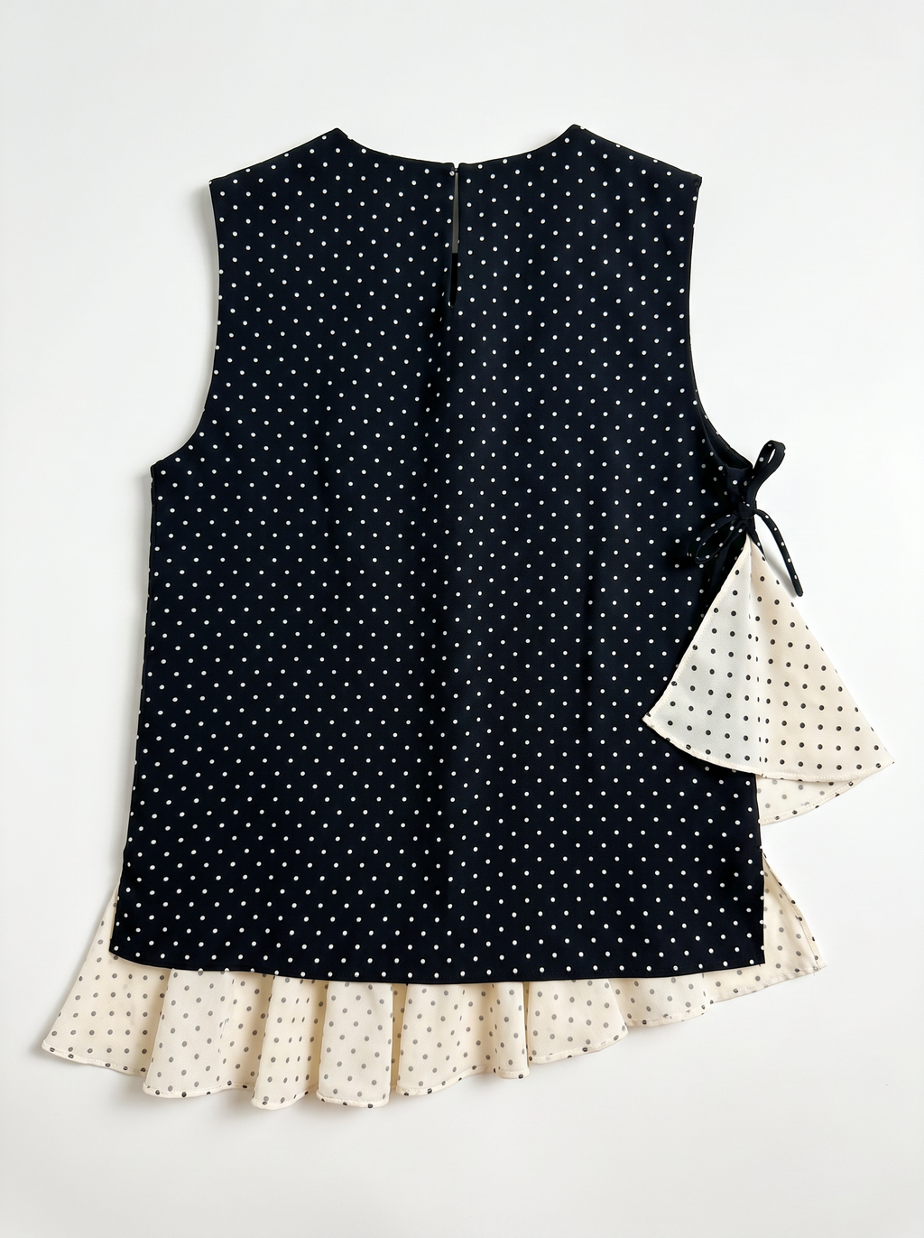 JW Anderson Polka Dot Asymmetric Ruffle Top – Navy & Cream, EU 36 | Never Worn