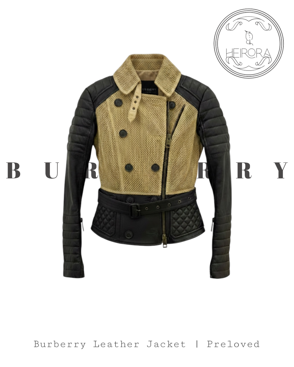 Burberry Mesh & Leather Moto Jacket — Preloved Designer | Heirora