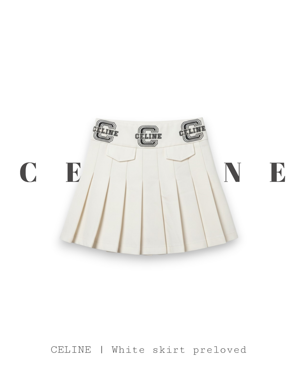 Celine pleated white skirt | Preloved