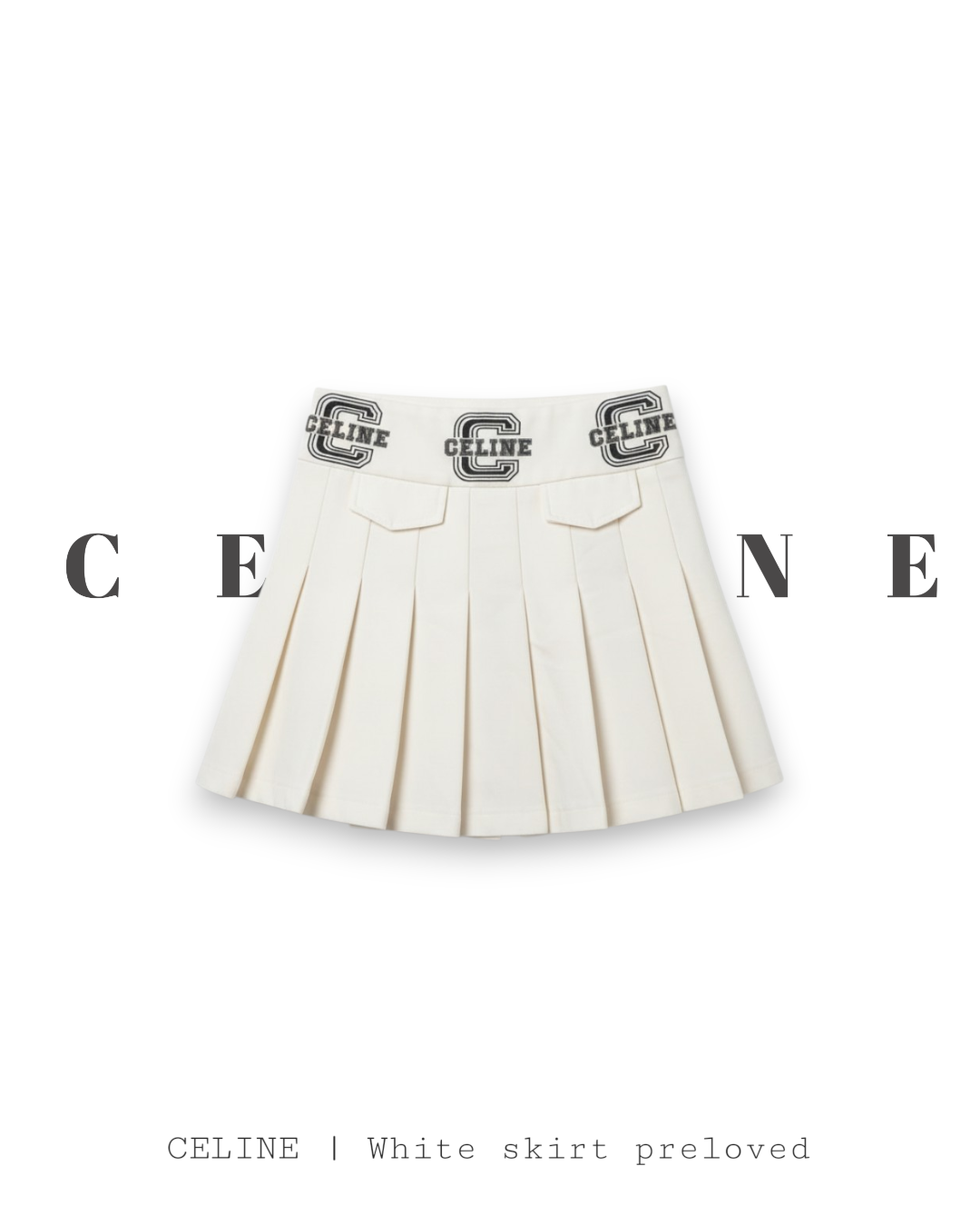 Celine pleated white skirt | Preloved