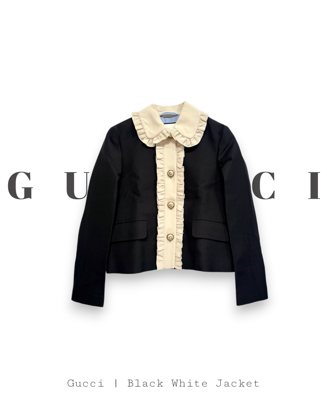 Gucci black jacket white collar | Preloved