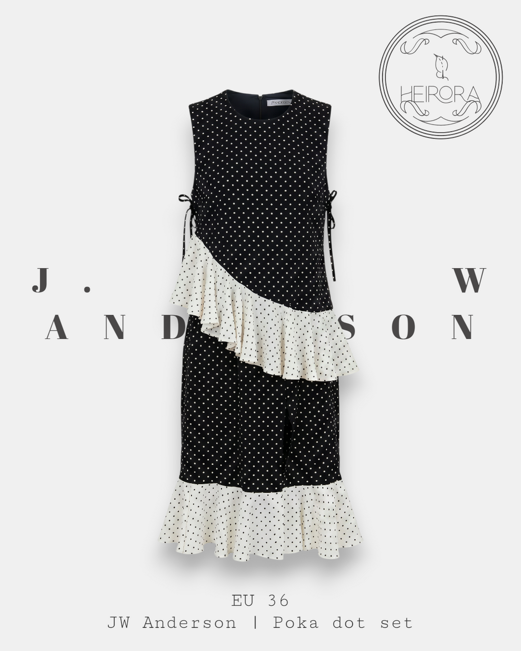 JW Anderson Polka Dot Asymmetric Ruffle Top – Navy & Cream, EU 36 | Never Worn