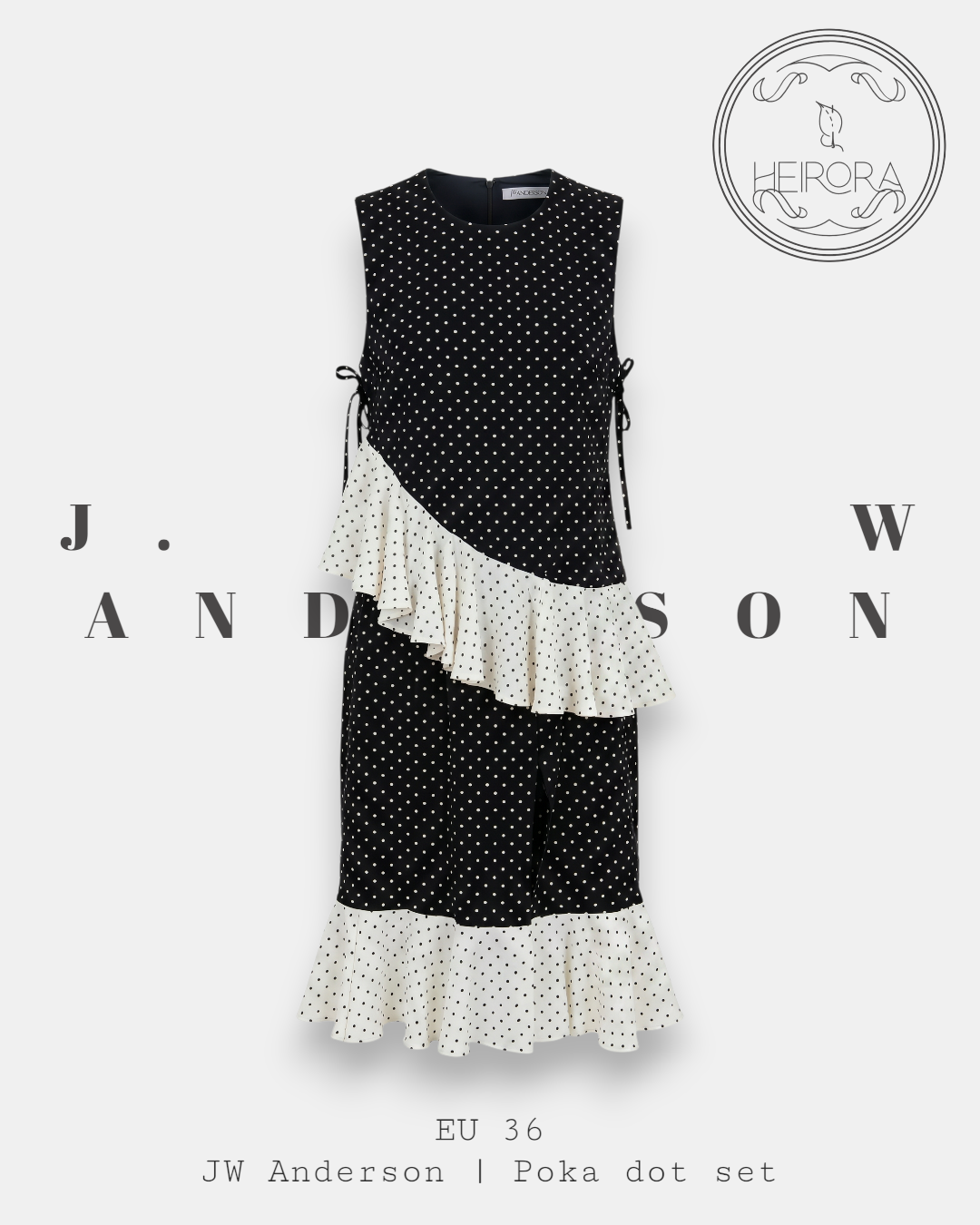 JW Anderson Polka Dot Asymmetric Ruffle Top – Navy & Cream, EU 36 | Never Worn