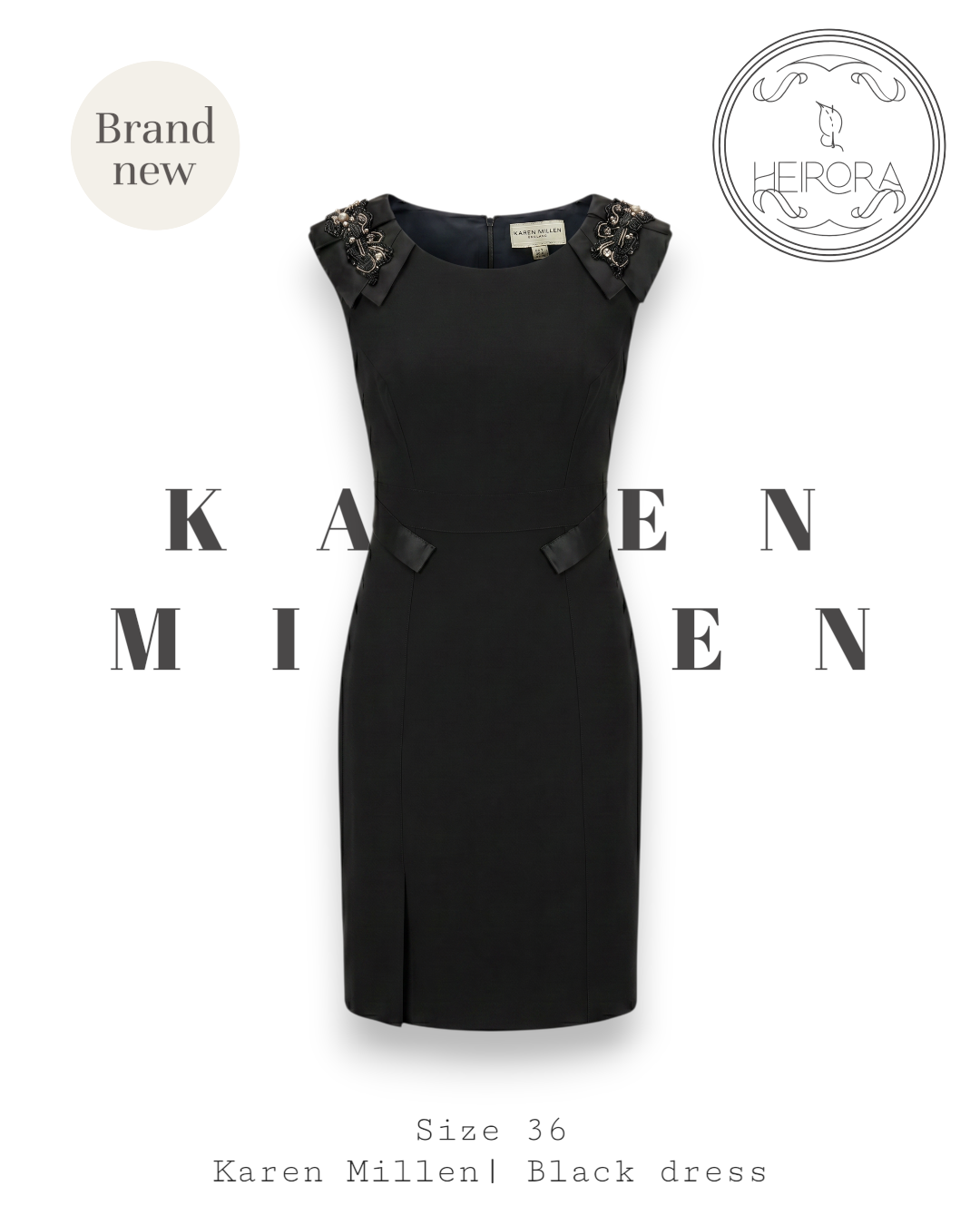 Karen Millen England Black Embellished Shoulder Sheath Dress – UK 8/US 4/EU 36 | Brand New with Tags