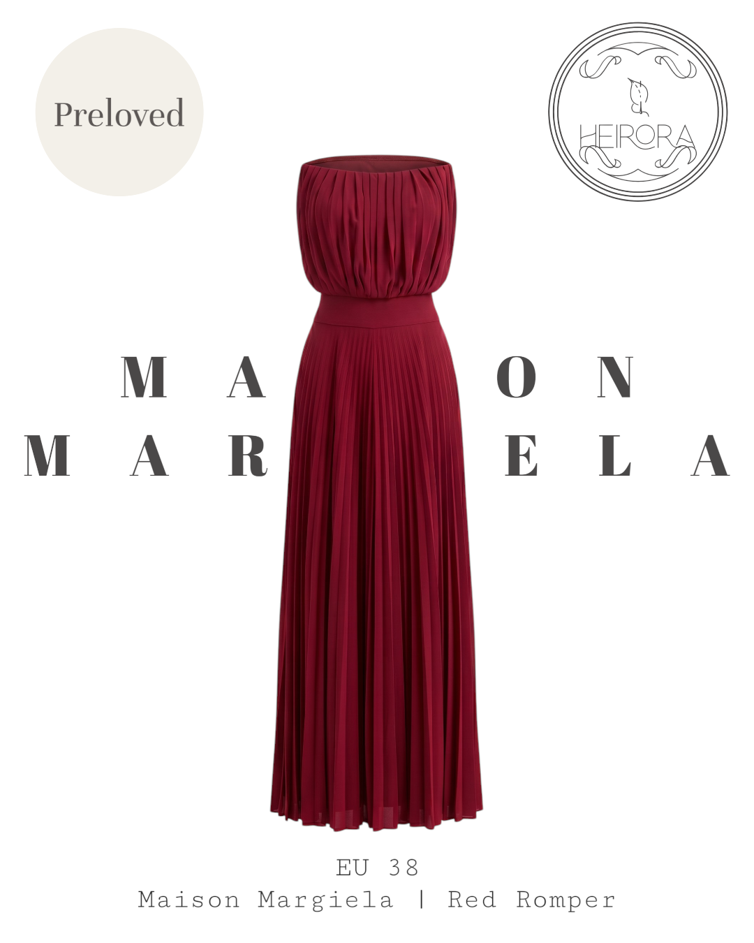 Maison Margiela Red Pleated Romper Maxi Dress – Size 38 (4) | Preloved