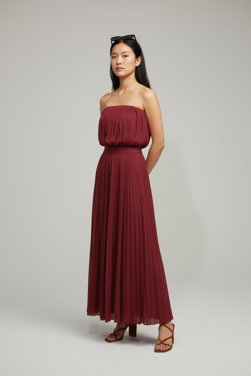 Maison Margiela Red Pleated Romper Maxi Dress – Size 38 (4) | Preloved