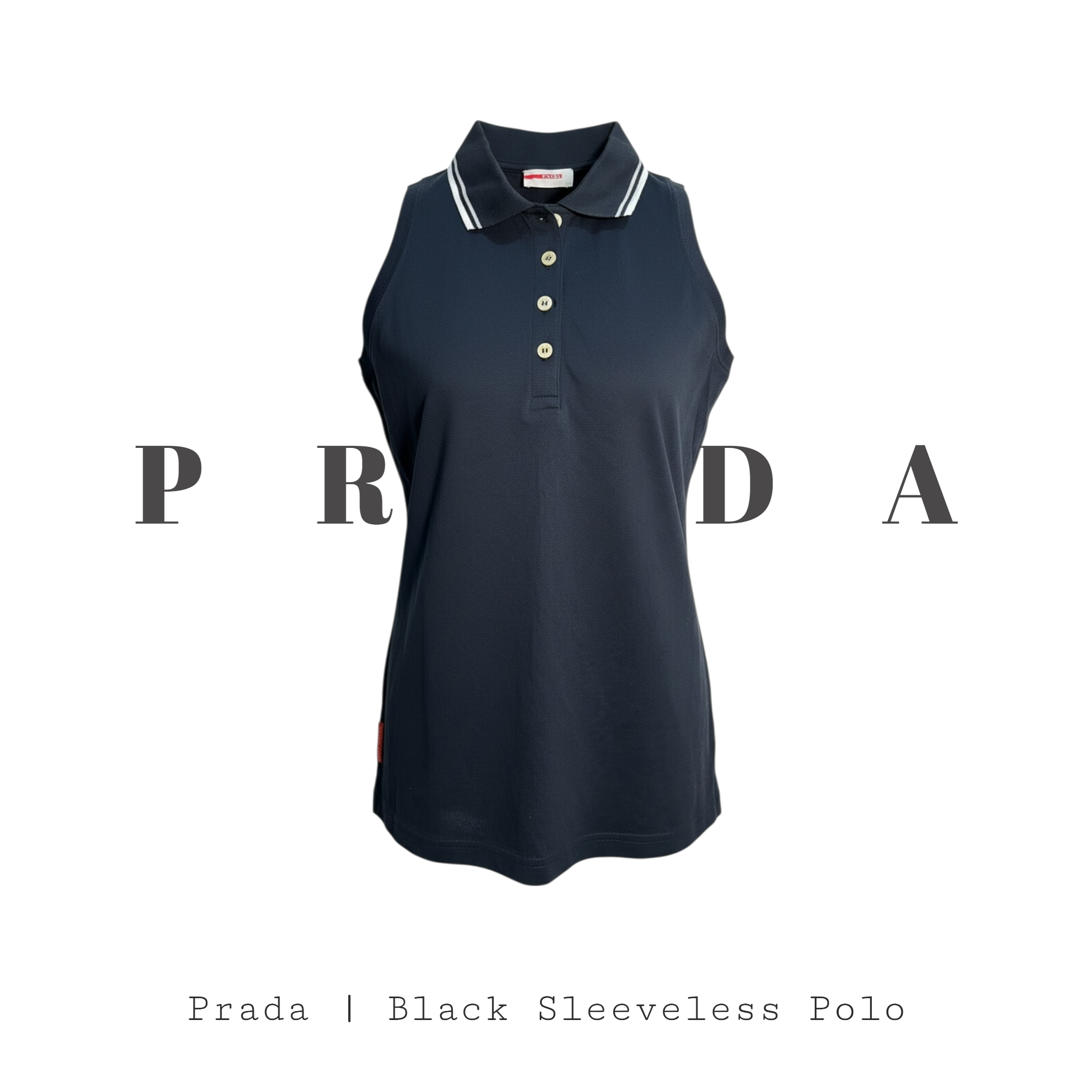 Prada 黑色無袖 Polo 衫 | 二手