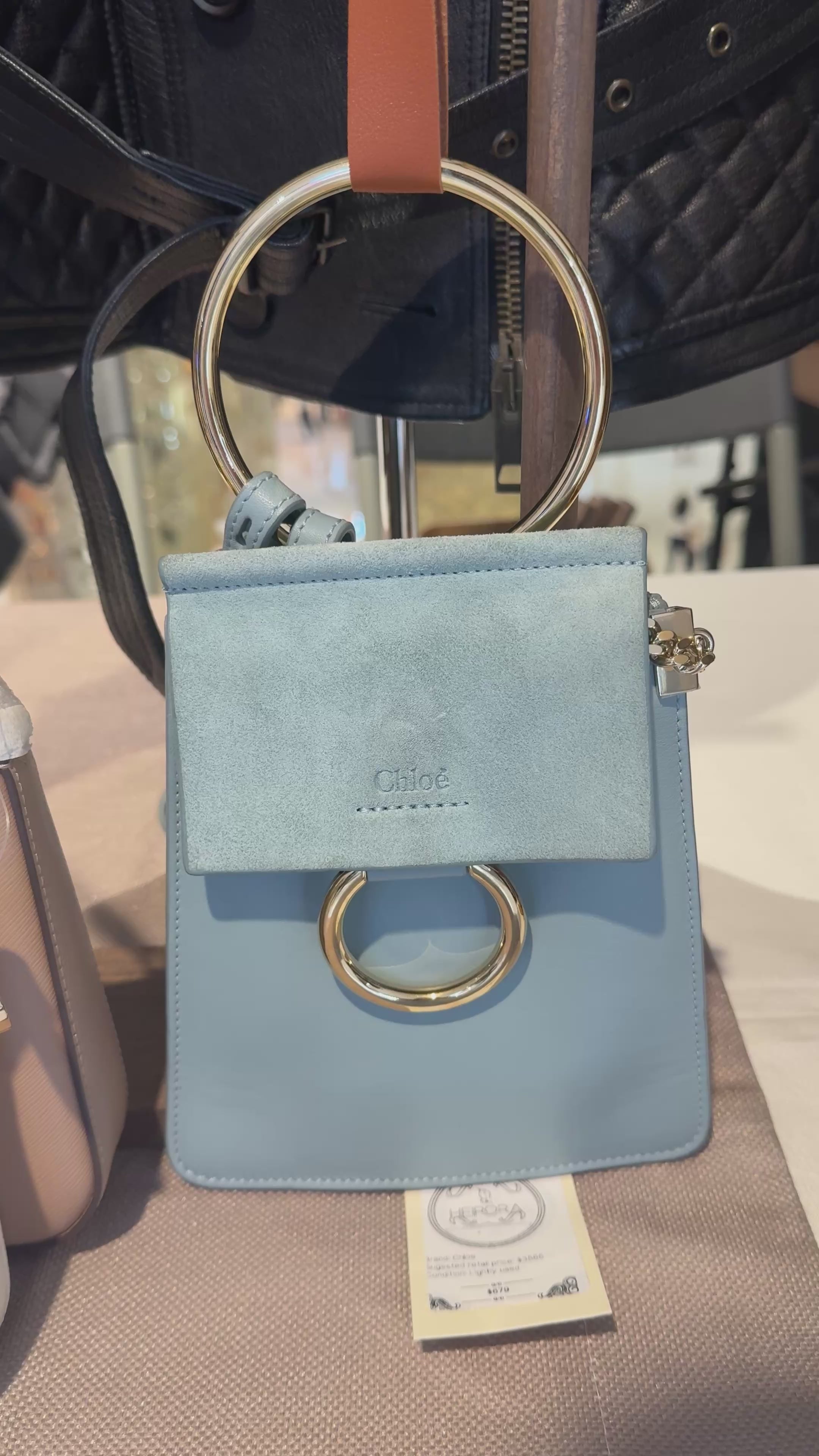 Chloé Faye Small Bracelet Bag in Mint Blue | Preloved designer bag