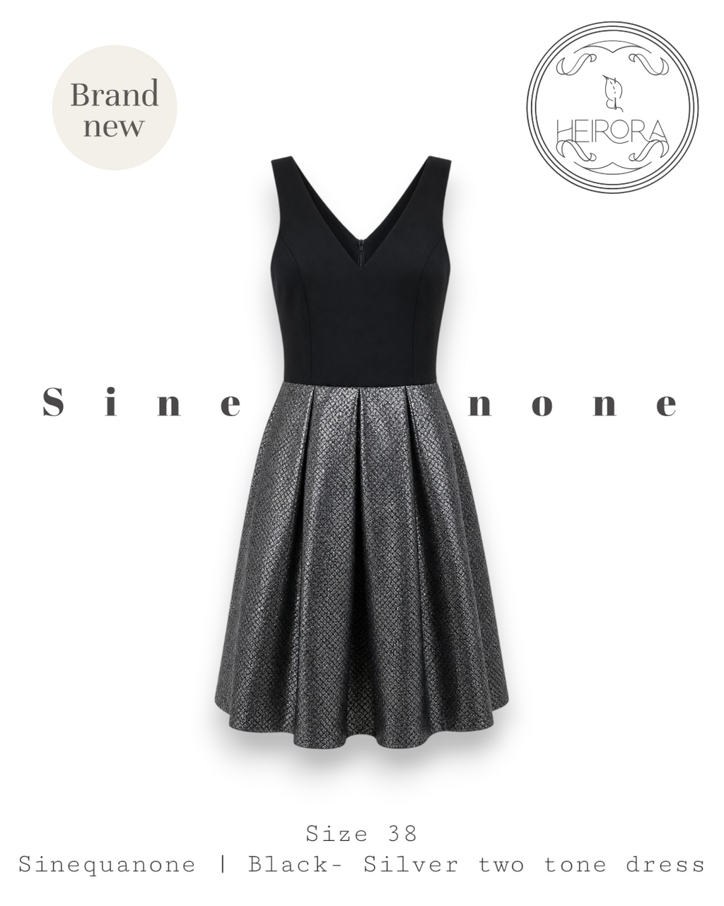 Sinéquanone Black & Metallic Tweed Fit-and-Flare Cocktail Dress | Brand New