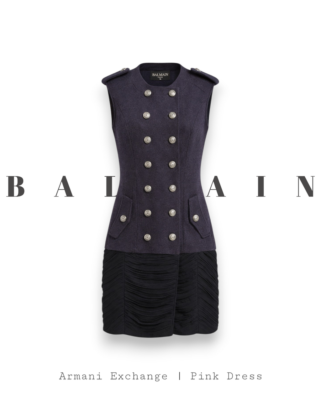 Balmain Vintage Grey Sleeveless Dress | Preloved