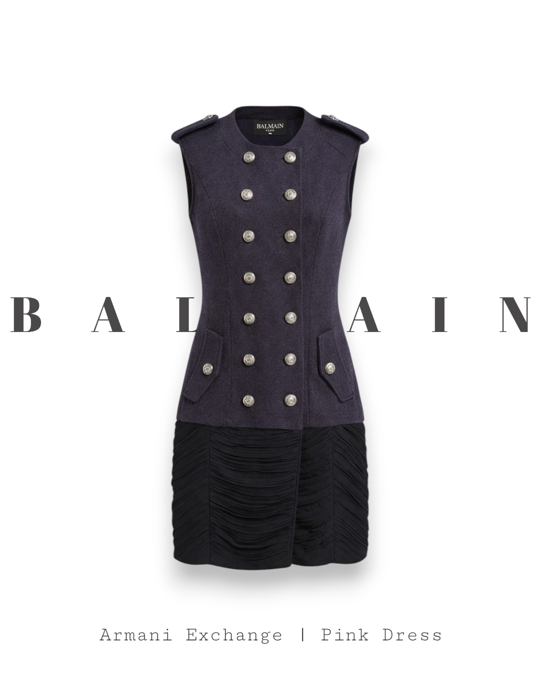 Balmain Vintage Grey Sleeveless Dress | Preloved